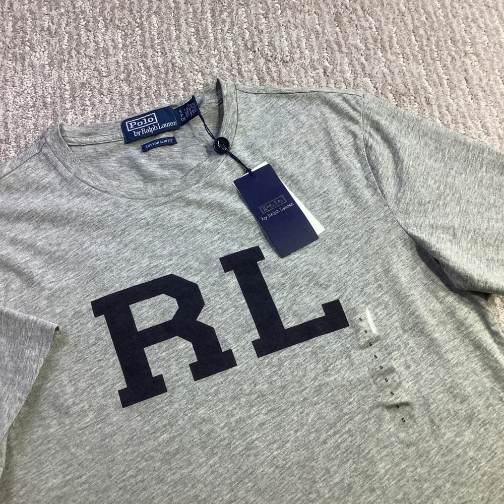 Polo Ralph Lauren Mens Custom Slim Fit RL Graphic T-Shirt Grey Size S NWT